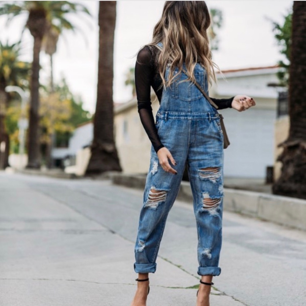 🆕 Denim Distressed Overalls